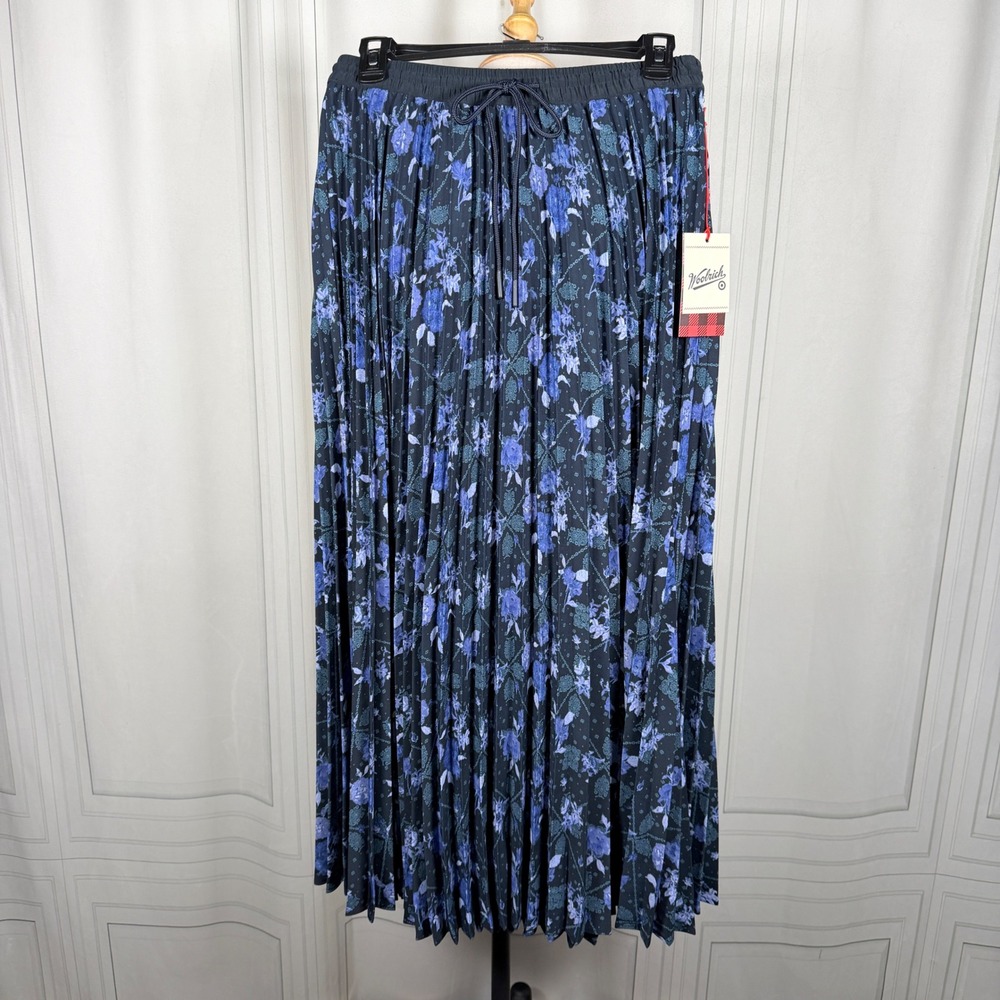 NWT Woolrich x Target Floral Pleated Ankle Skirt Blue Small